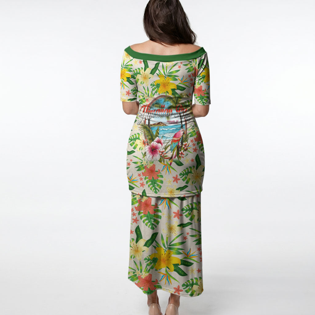 Hawaiian Piko Threads Of Paradise Aloha Puletasi Tropical Hibiscus Plumeria
