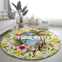 Hawaiian Piko Threads Of Paradise Aloha Round Carpet Tropical Hibiscus Plumeria