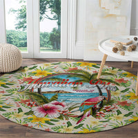 Hawaiian Piko Threads Of Paradise Aloha Round Carpet Tropical Hibiscus Plumeria