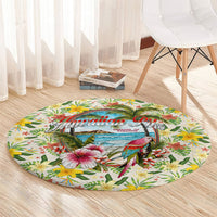 Hawaiian Piko Threads Of Paradise Aloha Round Carpet Tropical Hibiscus Plumeria