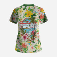 Hawaiian Piko Threads Of Paradise Aloha Scrub Top Tropical Hibiscus Plumeria