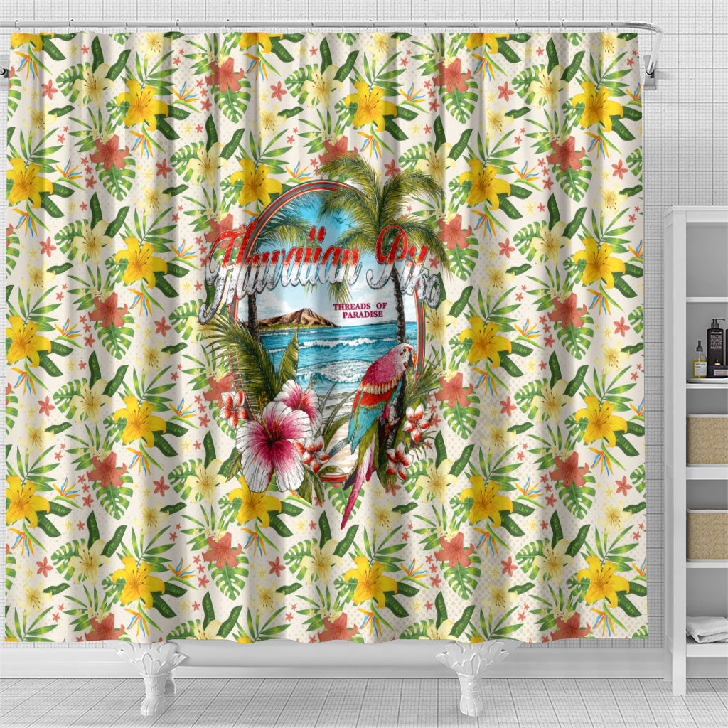 Hawaiian Piko Threads Of Paradise Aloha Shower Curtain Tropical Hibiscus Plumeria
