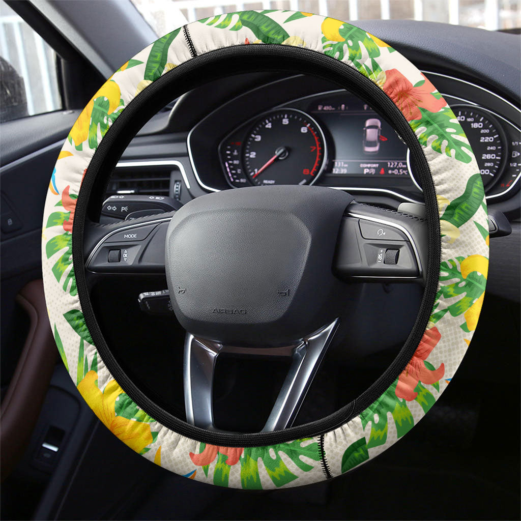 Hawaiian Piko Threads Of Paradise Aloha Steering Wheel Cover Tropical Hibiscus Plumeria