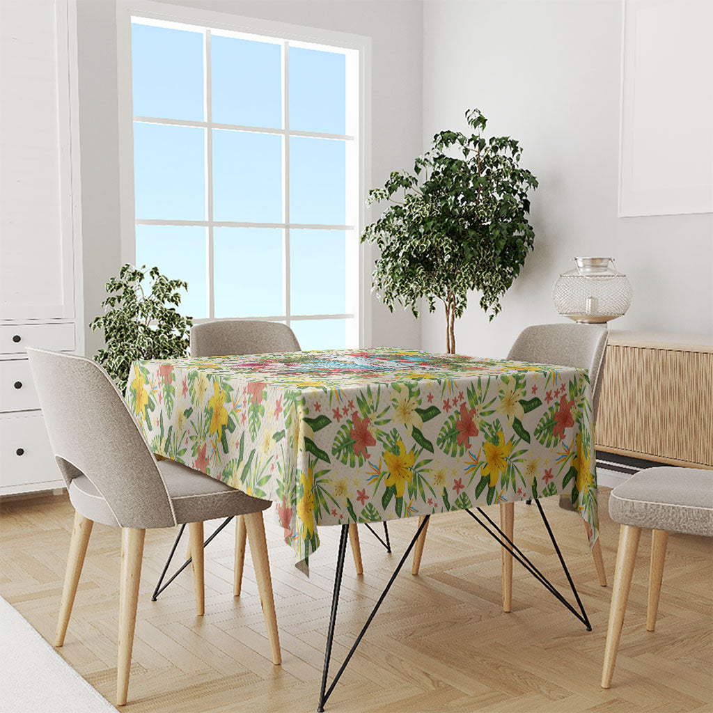 Hawaiian Piko Threads Of Paradise Aloha Tablecloth Tropical Hibiscus Plumeria
