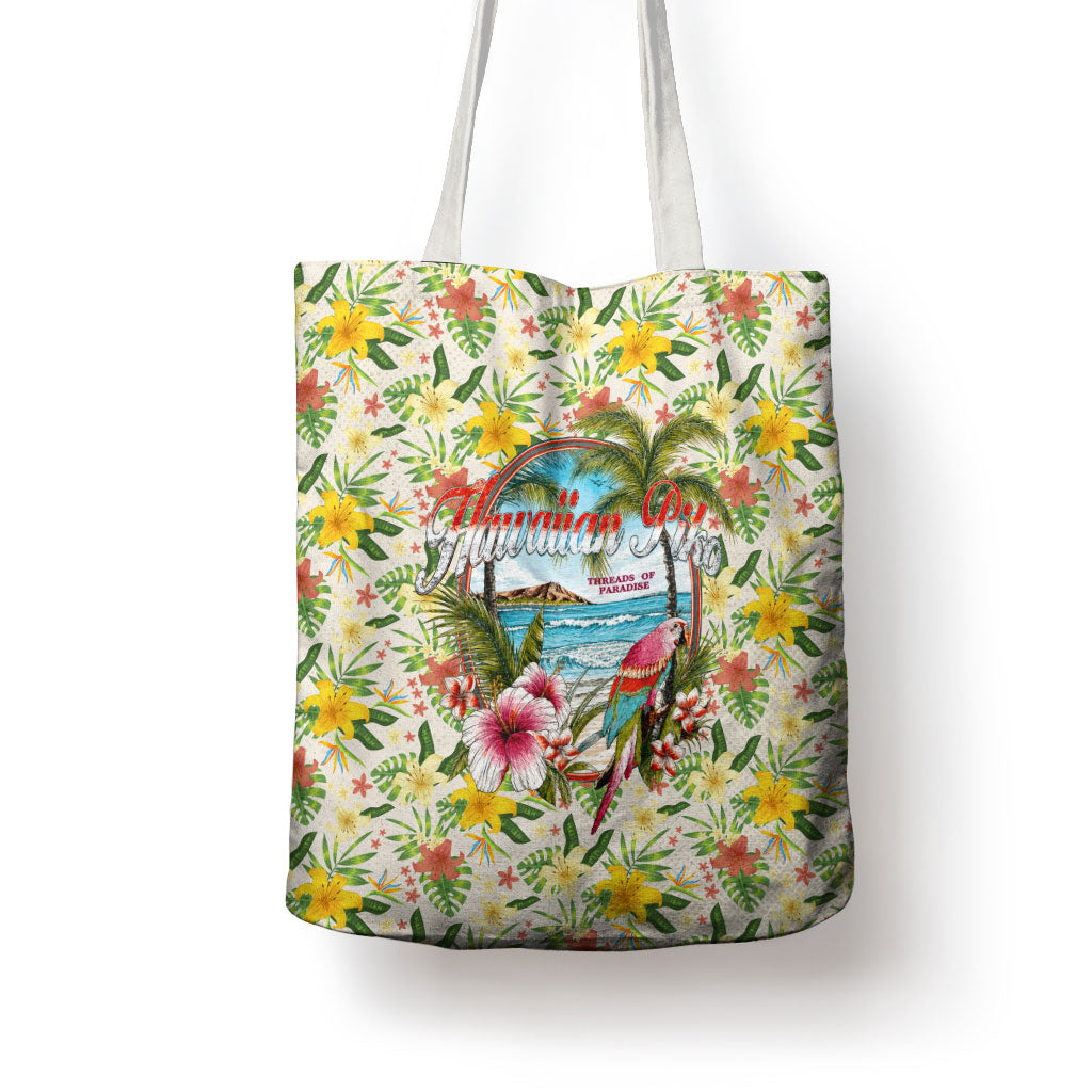 Hawaiian Piko Threads Of Paradise Aloha Tote Bag Tropical Hibiscus Plumeria