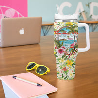 Hawaiian Piko Threads Of Paradise Aloha Tumbler With Handle Tropical Hibiscus Plumeria