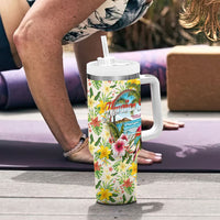 Hawaiian Piko Threads Of Paradise Aloha Tumbler With Handle Tropical Hibiscus Plumeria