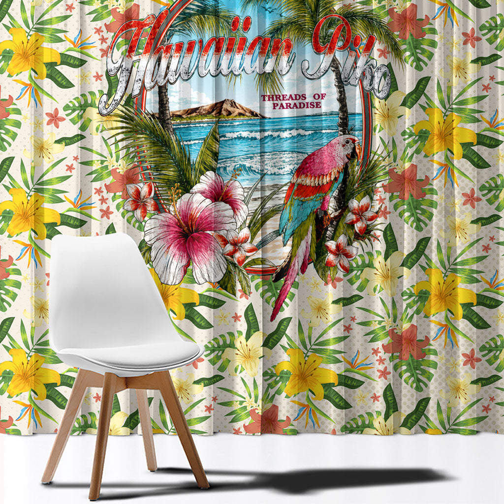 Hawaiian Piko Threads Of Paradise Aloha Window Curtain Tropical Hibiscus Plumeria