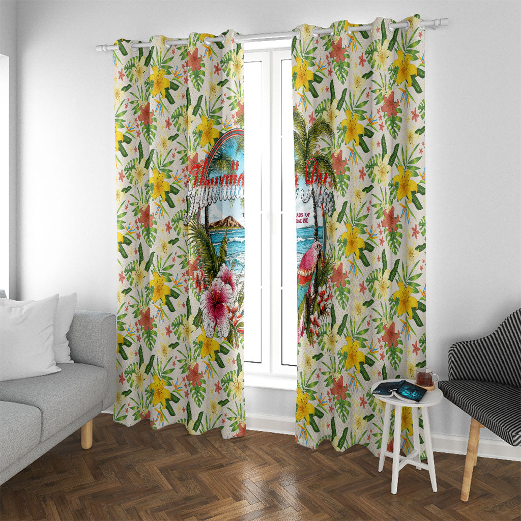 Hawaiian Piko Threads Of Paradise Aloha Window Curtain Tropical Hibiscus Plumeria