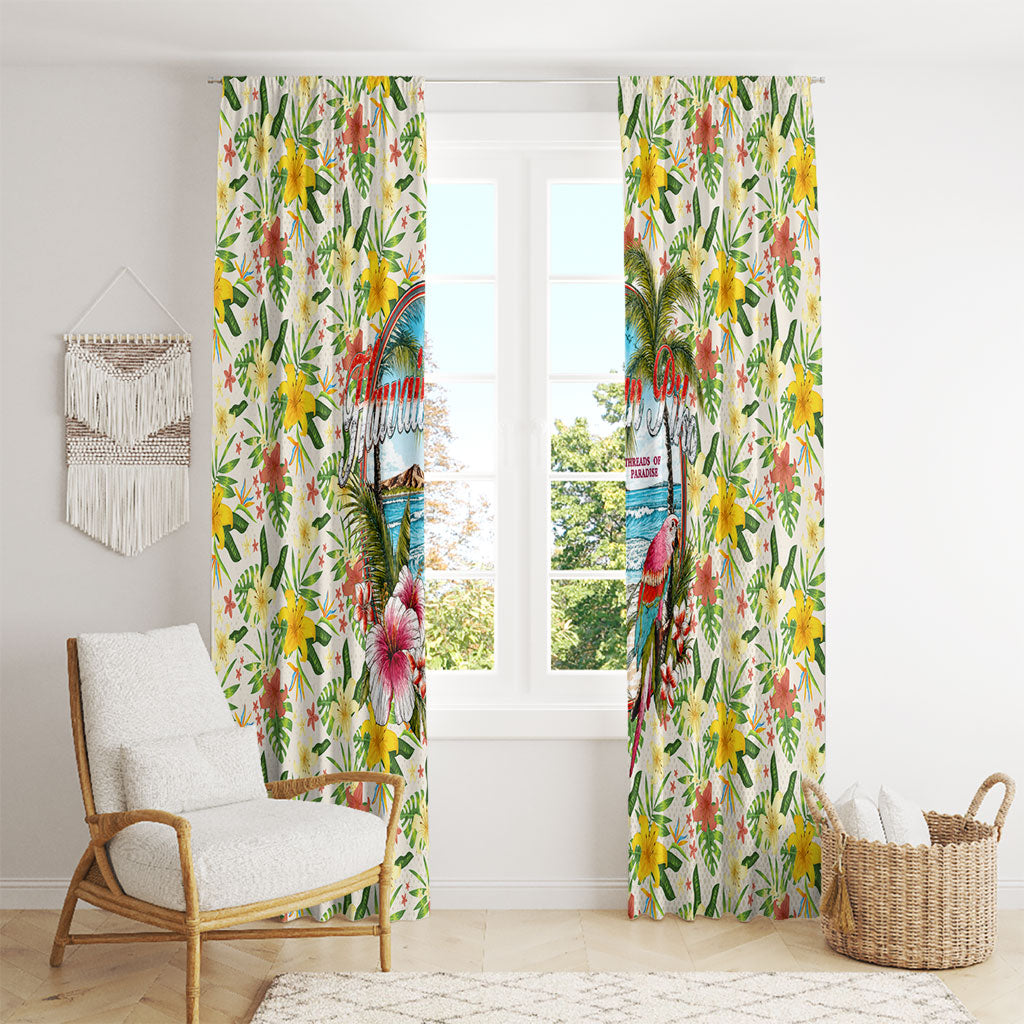 Hawaiian Piko Threads Of Paradise Aloha Window Curtain Tropical Hibiscus Plumeria