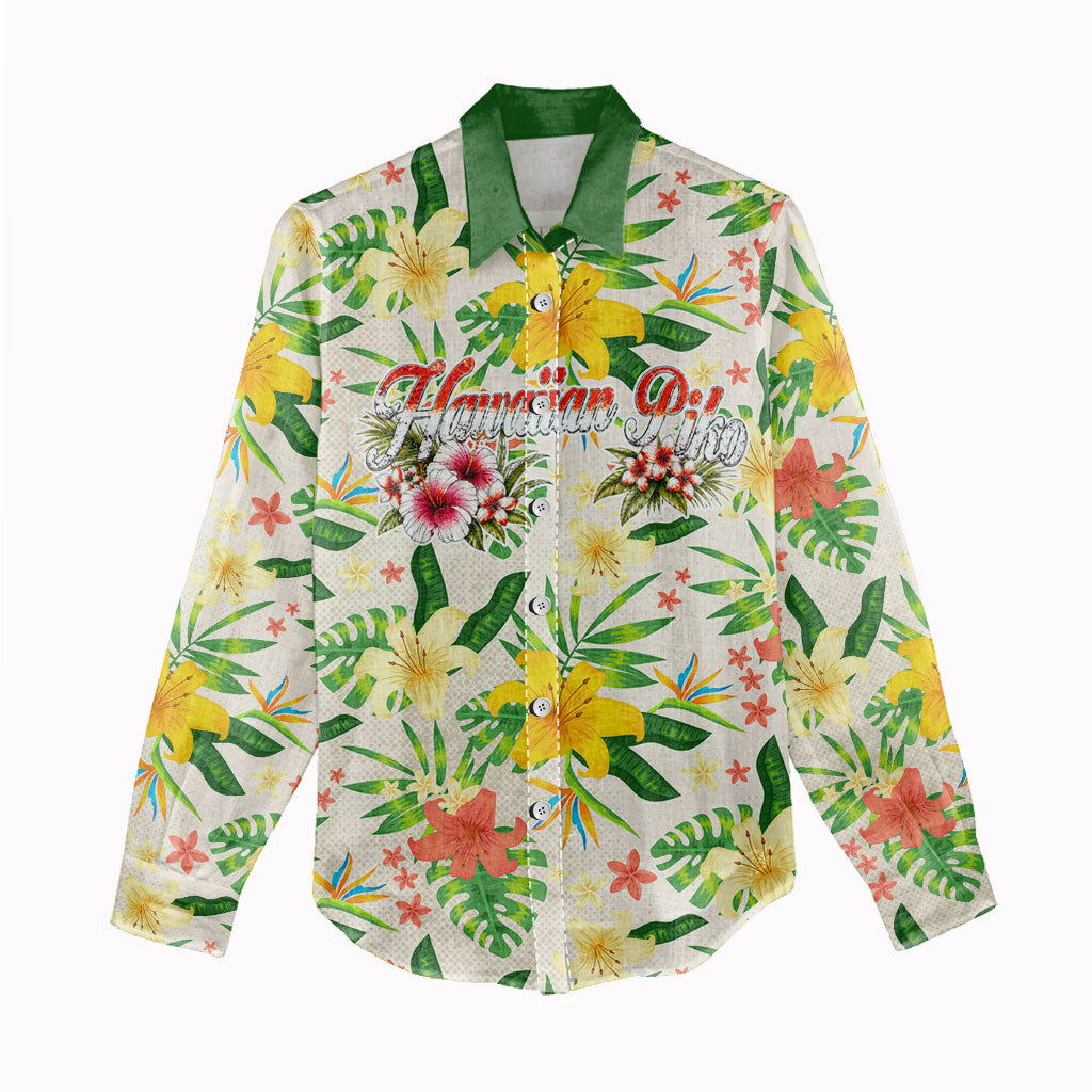 Hawaiian Piko Threads Of Paradise Aloha Women Casual Shirt Tropical Hibiscus Plumeria