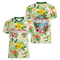 Hawaiian Piko Threads Of Paradise Aloha Women V-Neck T-Shirt Tropical Hibiscus Plumeria