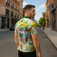 Hawaiian Piko Threads Of Paradise Aloha Zipper Polo Shirt Tropical Hibiscus Plumeria