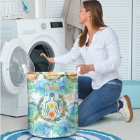 Hawaiian Piko Cultural Pride Aloha Laundry Basket Watercolor Spiral Art - Tropical Plumeria Lei Garland