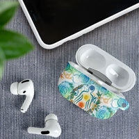 Hawaiian Piko Cultural Pride Aloha AirPods Case Watercolor Spiral Art - Tropical Plumeria Lei Garland