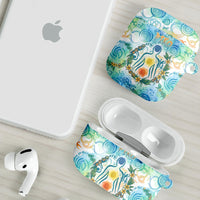 Hawaiian Piko Cultural Pride Aloha AirPods Case Watercolor Spiral Art - Tropical Plumeria Lei Garland