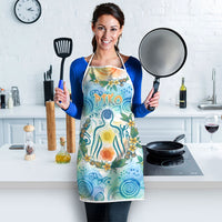 Hawaiian Piko Cultural Pride Aloha Apron Watercolor Spiral Art - Tropical Plumeria Lei Garland
