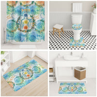 Hawaiian Piko Cultural Pride Aloha Bathroom Set Watercolor Spiral Art - Tropical Plumeria Lei Garland