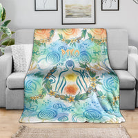 Hawaiian Piko Cultural Pride Aloha Blanket Watercolor Spiral Art - Tropical Plumeria Lei Garland