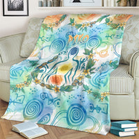 Hawaiian Piko Cultural Pride Aloha Blanket Watercolor Spiral Art - Tropical Plumeria Lei Garland