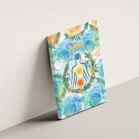 Hawaiian Piko Cultural Pride Aloha Canvas Wall Art Watercolor Spiral Art - Tropical Plumeria Lei Garland