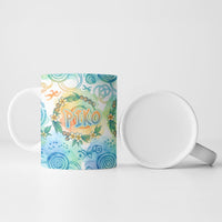 Hawaiian Piko Cultural Pride Aloha Ceramic Mug Watercolor Spiral Art - Tropical Plumeria Lei Garland