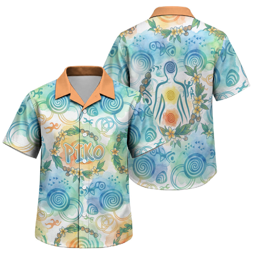 Hawaiian Piko Cultural Pride Aloha Family Matching Summer Maxi Dress and Hawaiian Shirt Watercolor Spiral Art - Tropical Plumeria Lei Garland