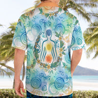 Hawaiian Piko Cultural Pride Aloha Hawaiian Shirt Watercolor Spiral Art - Tropical Plumeria Lei Garland