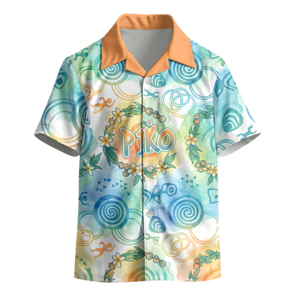 Hawaiian Piko Cultural Pride Aloha Kid Hawaiian Shirt Watercolor Spiral Art - Tropical Plumeria Lei Garland