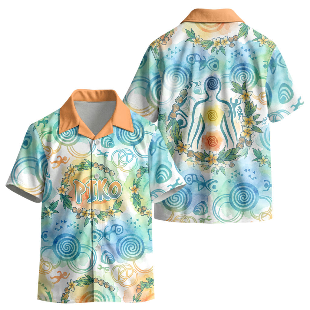 Hawaiian Piko Cultural Pride Aloha Kid Hawaiian Shirt Watercolor Spiral Art - Tropical Plumeria Lei Garland