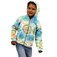 Hawaiian Piko Cultural Pride Aloha Kid Hoodie Watercolor Spiral Art - Tropical Plumeria Lei Garland