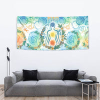 Hawaiian Piko Cultural Pride Aloha Tapestry Watercolor Spiral Art - Tropical Plumeria Lei Garland