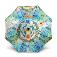 Hawaiian Piko Cultural Pride Aloha Umbrella Watercolor Spiral Art - Tropical Plumeria Lei Garland