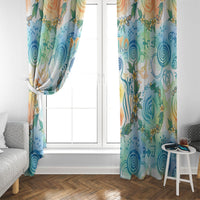 Hawaiian Piko Cultural Pride Aloha Window Curtain Watercolor Spiral Art - Tropical Plumeria Lei Garland