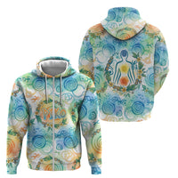 Hawaiian Piko Cultural Pride Aloha Zip Hoodie Watercolor Spiral Art - Tropical Plumeria Lei Garland