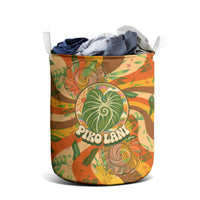 Hawaiian Piko Lani Cultivate I Ka Piko Aloha Laundry Basket Retro Psychedelic Taro Leaf - Hibiscus Flowers