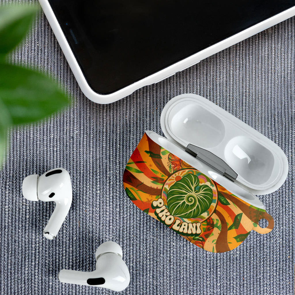 Hawaiian Piko Lani Cultivate I Ka Piko Aloha AirPods Case Retro Psychedelic Taro Leaf - Hibiscus Flowers