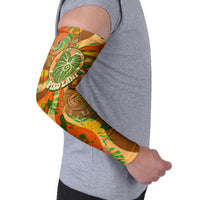 Hawaiian Piko Lani Cultivate I Ka Piko Aloha Arm Sleeves Retro Psychedelic Taro Leaf - Hibiscus Flowers