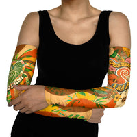 Hawaiian Piko Lani Cultivate I Ka Piko Aloha Arm Sleeves Retro Psychedelic Taro Leaf - Hibiscus Flowers