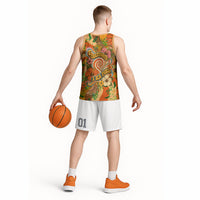 Hawaiian Piko Lani Cultivate I Ka Piko Aloha Basketball Jersey Retro Psychedelic Taro Leaf - Hibiscus Flowers