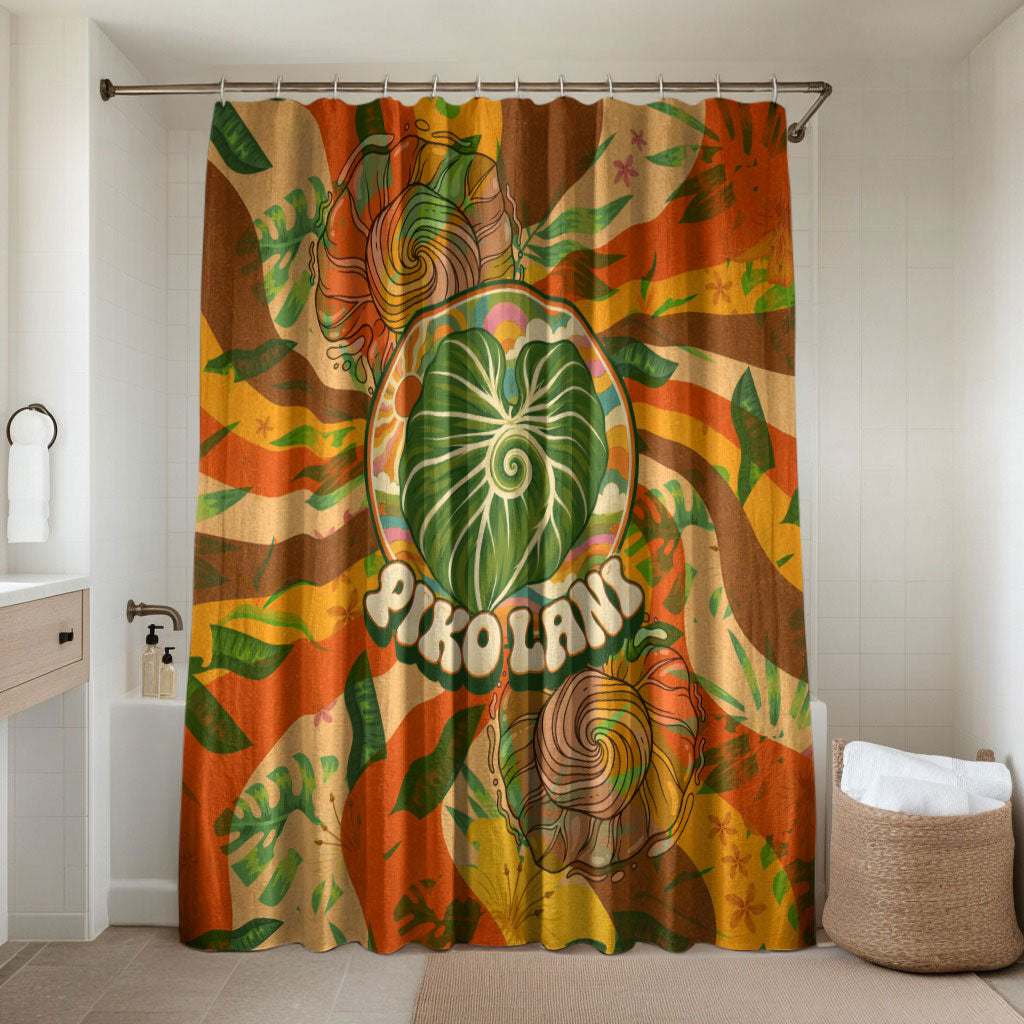 Hawaiian Piko Lani Cultivate I Ka Piko Aloha Bathroom Set Retro Psychedelic Taro Leaf - Hibiscus Flowers
