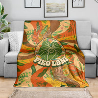 Hawaiian Piko Lani Cultivate I Ka Piko Aloha Blanket Retro Psychedelic Taro Leaf - Hibiscus Flowers