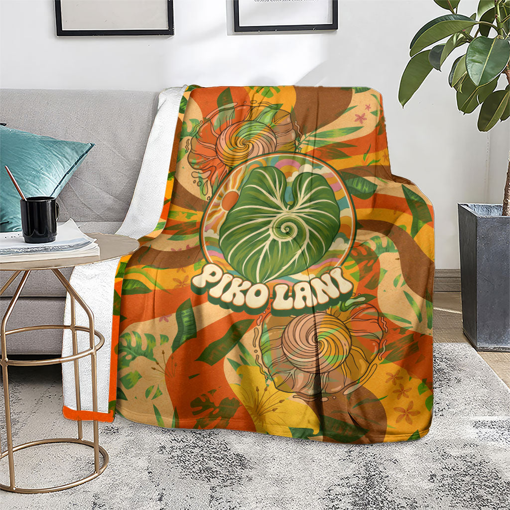 Hawaiian Piko Lani Cultivate I Ka Piko Aloha Blanket Retro Psychedelic Taro Leaf - Hibiscus Flowers
