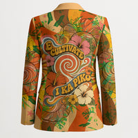 Hawaiian Piko Lani Cultivate I Ka Piko Aloha Blazer Retro Psychedelic Taro Leaf - Hibiscus Flowers