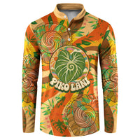 Hawaiian Piko Lani Cultivate I Ka Piko Aloha Button Sweatshirt Retro Psychedelic Taro Leaf - Hibiscus Flowers