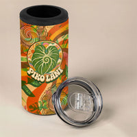 Hawaiian Piko Lani Cultivate I Ka Piko Aloha 4 in 1 Can Cooler Tumbler Retro Psychedelic Taro Leaf - Hibiscus Flowers