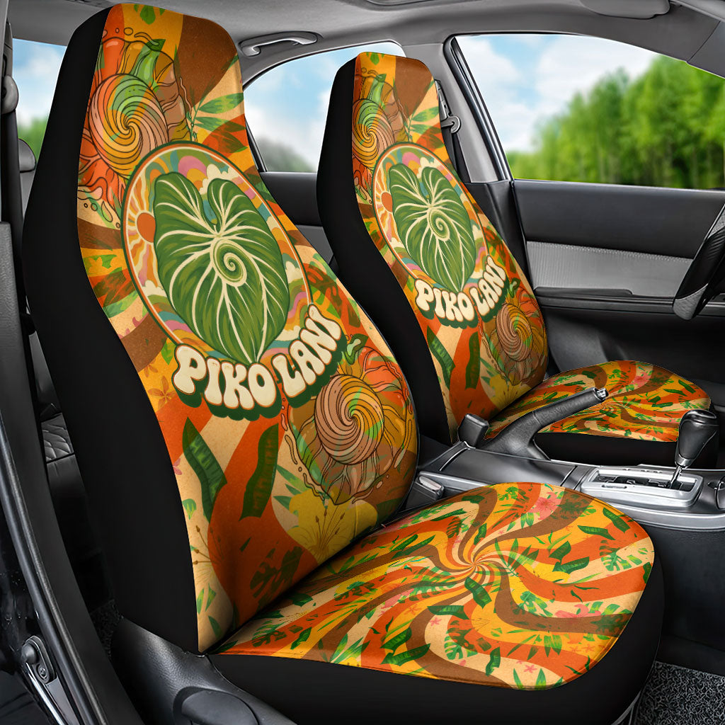Hawaiian Piko Lani Cultivate I Ka Piko Aloha Car Seat Cover Retro Psychedelic Taro Leaf - Hibiscus Flowers