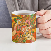 Hawaiian Piko Lani Cultivate I Ka Piko Aloha Ceramic Mug Retro Psychedelic Taro Leaf - Hibiscus Flowers