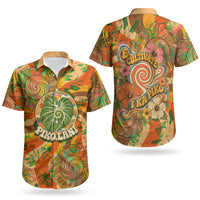 Hawaiian Piko Lani Cultivate I Ka Piko Aloha Couples Matching Tank Maxi Dress and Hawaiian Shirt Retro Psychedelic Taro Leaf - Hibiscus Flowers