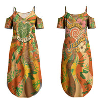 Hawaiian Piko Lani Cultivate I Ka Piko Aloha Family Matching Summer Maxi Dress and Hawaiian Shirt Retro Psychedelic Taro Leaf - Hibiscus Flowers